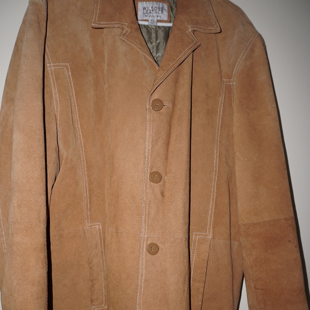 Wilson Tan Genuine Leather Suede Jacket 4-Button